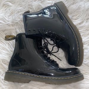Kids Black Patent Leather Boots